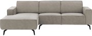 Goossens Hoekbank Hercules grijs, microvezel, 2-zits, modern design met chaise longue links