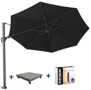 Challenger T2  zweefparasol 350 cm rond zwart met 90KG voet en hoes