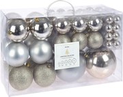 Christmas Collection - set van 94 plastic kerstballen - Diameter 3cm tot 10 cm - zilver&amp;champagne