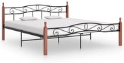 vidaXL Bedframe metaal en massief eikenhout zwart 180x200 cm