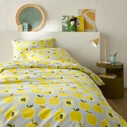 Bedset 50% recycled katoen, rechthoekige kussensloop.Appelmotief