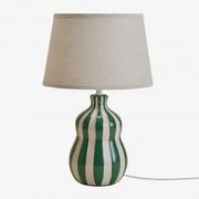 Jolira 40cm Tafellamp Van Keramiek En Linnen Leger Groen – Koel - Sklum