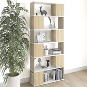 vidaXL Boekenkast/kamerscherm 80x24x186 cm spaanplaat wit sonoma eiken