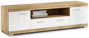 Televisiekast (TV) SIMPLE D2SZ2 EIKEN AMBACHT GOUD/WIT GLANS