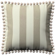 Dekoria Kussenhoes Wera met pompons, beige-wit 45 x 45 cm