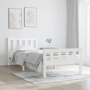 vidaXL Bedframe massief hout wit 75x190 cm 2FT6 Small Single