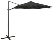 vidaXL Zweefparasol met paal en LED-verlichting 300 cm zwart