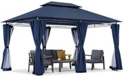Marineblauw Ibiza tuinpaviljoen 3x4m met klamboe Garden Point