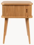 Houten nachtkastje Barbier met roldeur en gecanneleerde voorkant