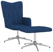 vidaXL Relaxstoel met voetenbank stof blauw