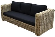 Nissah 3-zitsbank naturel rotan - olefin black - urecel foam