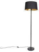 Stoffen Moderne vloerlamp zwart met zwarte kap 45 cm - Simplo Modern E27 rond Binnenverlichting Lamp