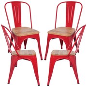 Pakket 4 Stoelen Torix Natuurlijk Hout