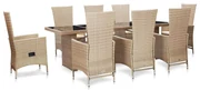vidaXL 9-delige Tuinset met kussens poly rattan beige