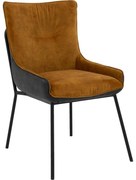 Goossens Excellent Eetkamerstoel Matteo geel stof leuning, elegant chic