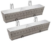 vidaXL Balkonplantenbakken verhoogd 2 st 80 cm poly rattan grijs