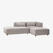 Modulaire Hoekbank Van 2 Delen Met Linker Divan En Poef Fogler Corduroy Grijs – Taupe – Koel - Sklum