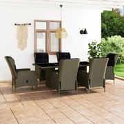 vidaXL 7-delige Tuinset met kussens poly rattan bruin