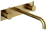 Hotbath Cobber inbouw wastafelmengkraan met achterplaat met 25 cm uitloop geborsteld messing (goud) PVD CB006TEXT25BBP / HBCB005T