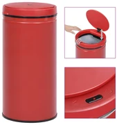 vidaXL Prullenbak met automatische sensor 70 L koolstofstaal rood
