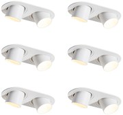 Set van 6 inbouwspots wit GU10 35mm kantelbaar 2-lichts - Installa Modern GU10 ovaal rond Binnenverlichting Lamp