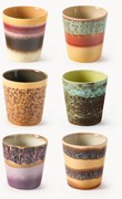 Handgemaakte bekers 70's van keramiek, 6-delig