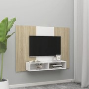 vidaXL Tv-wandmeubel 135x23,5x90 cm spaanplaat wit sonoma eikenkleurig