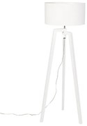 Vloerlamp tripod wit hout met witte kap 50 cm - Puros