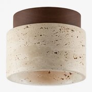 Plafondlamp Ø10 Cm In Travertijn En Hout Davise Natuurlijke Kleuren - Sklum