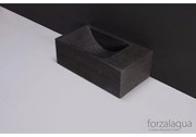 Forzalaqua Venetia Xs fonteinbak 29x16x10cm wasbak Links 1 kraangat rechts Natuursteen Hardsteen gezoet 100234