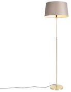 Vloerlamp goud/messing met linnen kap taupe 45 cm - Parte