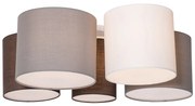 Stoffen Plafondlamp wit grijs en bruin 5-lichts - Multidrum Modern E27 rond Binnenverlichting Lamp