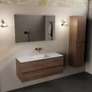 Mondiaz Aivy badmeubel 120cm mocha met wastafel solid surface talc midden zonder kraangat en spiegel