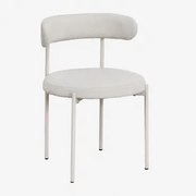 Set Van 2 Brim Bouclé Stoffen Eetkamerstoelen Bouclé Wit - Sklum