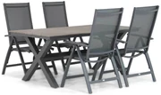 Tuinset 4 personen 180 cm Aluminium/Textileen /Aluminium/textileen Grijs Presto Vasto/Forest