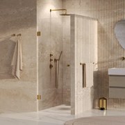 BRAUER Void Carving Nisdeur - 70x200cm - draaideur - glascoating - omkeerbaar - helder glas - geborsteld goud PVD GS-VOCN1H70200GG