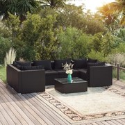 vidaXL 7-delige Loungeset met kussens poly rattan zwart