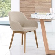 Kave Home Konna Wood Beige Eetkamerstoel Met Houten Poten