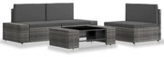 vidaXL 4-delige Loungeset poly rattan grijs