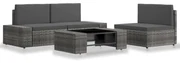 vidaXL 4-delige Loungeset poly rattan grijs