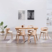 vidaXL Eetkamerstoelen 6 st gebogen hout en kunstleer crème