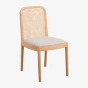 Eetkamerstoel In Rubberhout En Rotan Yaiza Natuurlijk Hout - Sklum