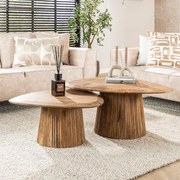 Salontafelset Hout Met Ribbel Voet - 93 X 72cm.