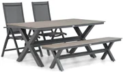 Tuinset 4 personen 180 cm Aluminium/Textileen /Aluminium/textileen Grijs Presto Vasto/Forest