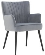 Goossens Eetkamerstoel Rob blauw velvet stof met armleuning, urban industrieel