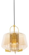 Art Deco hanglamp goud met amber glas 30 cm - Kevin Art Deco E27 rond Binnenverlichting Lamp