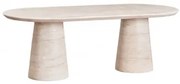 Ovale Eettafel 220x95 Cm In Cement Noemi Look Travertino - Sklum