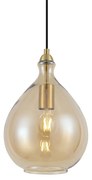 Moderne hanglamp goud met amber glas - Traditional