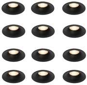 Set van 12 inbouwspots zwart GU10 50mm - Gijs