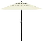 vidaXL Parasol 3-laags met aluminium paal 2,5 m zandkleurig